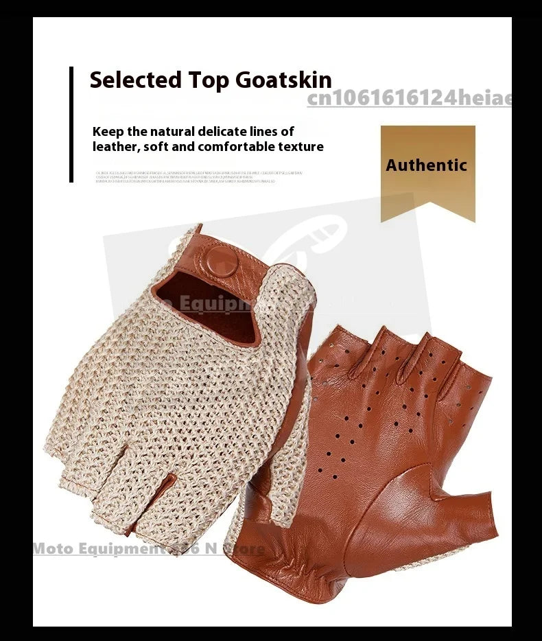 Men's Half-Finger Genuine Leather Moto