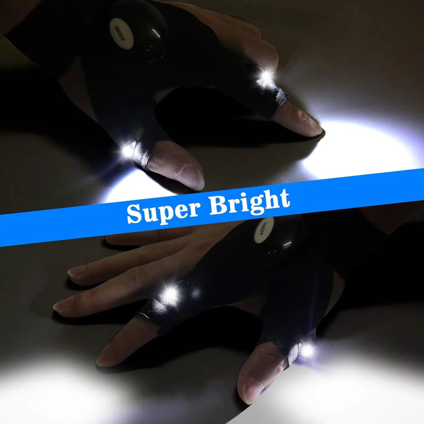 LED Half Finger Glove for Men Outdoor Waterproof