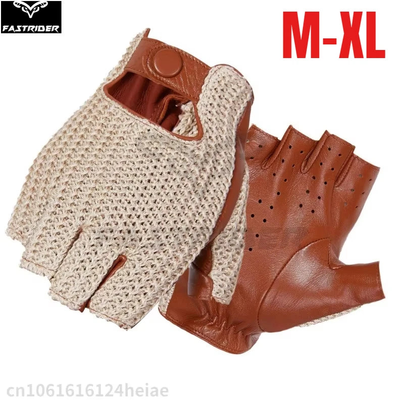 Men's Half-Finger Genuine Leather Moto
