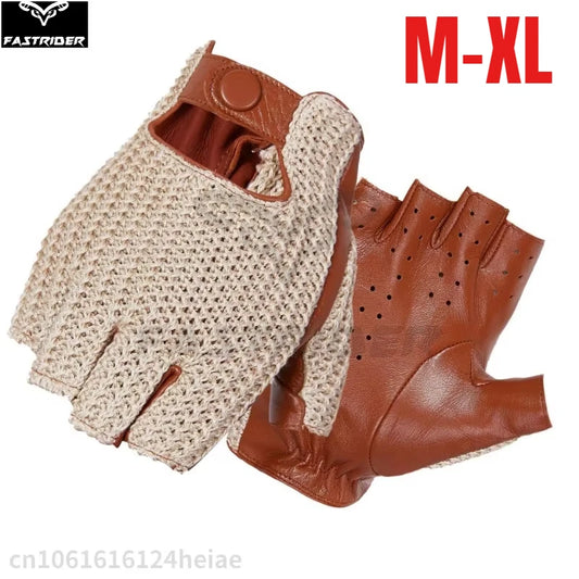 Men's Half-Finger Genuine Leather Moto