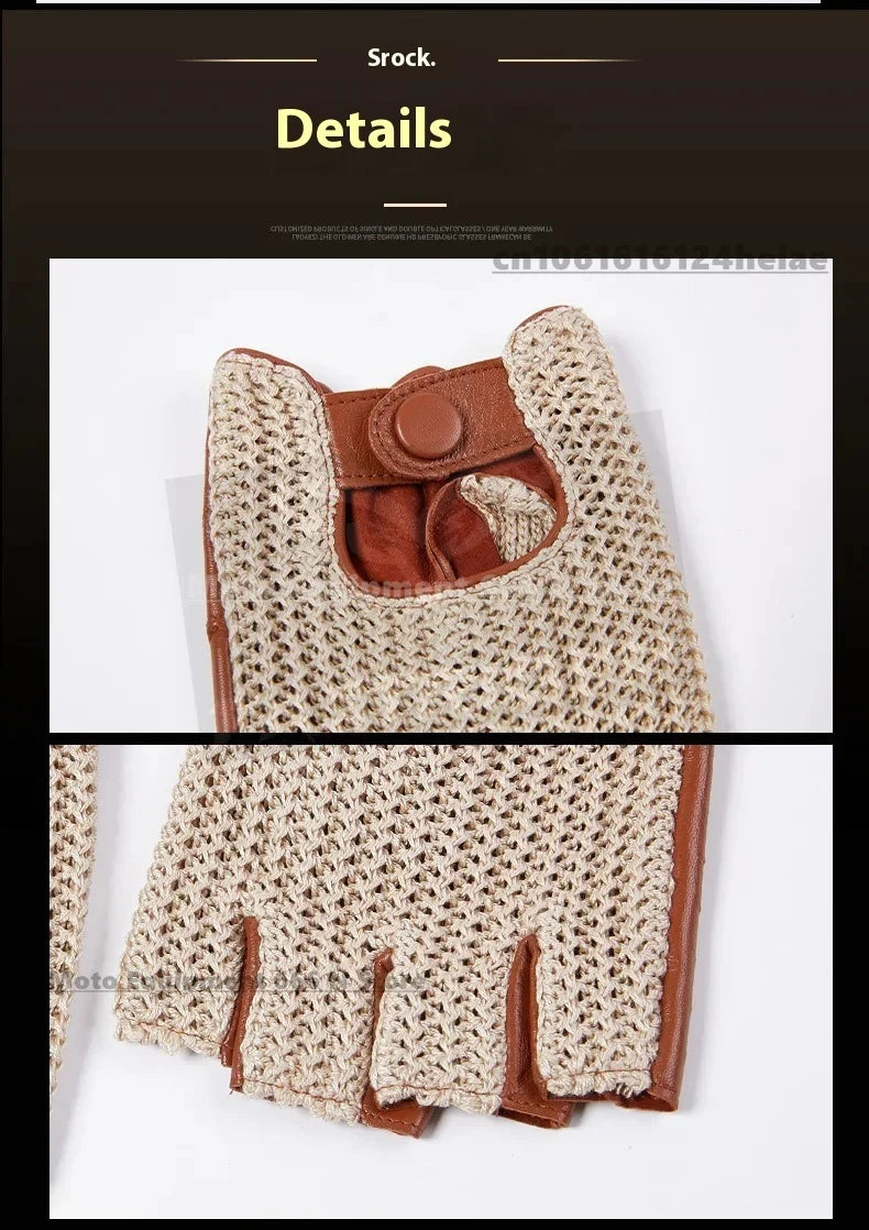 Men's Half-Finger Genuine Leather Moto