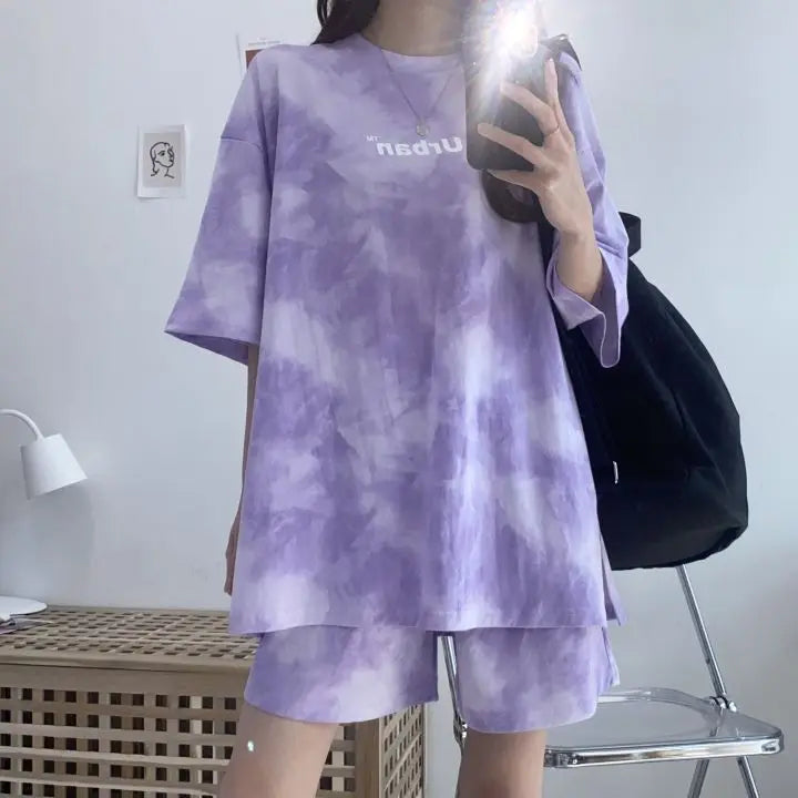 Women T-Shirt Shorts Suit Set Casual