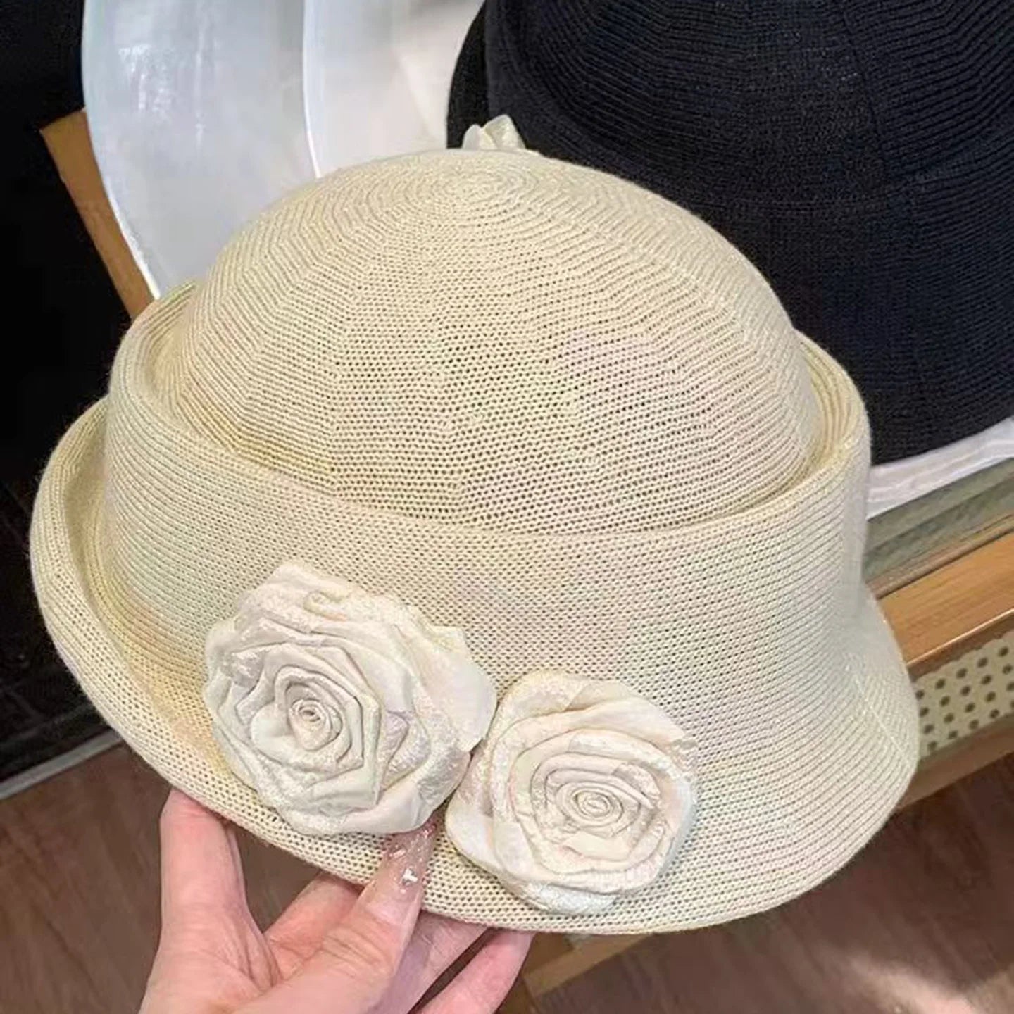 Women Hats Three-dimensional Flower Design