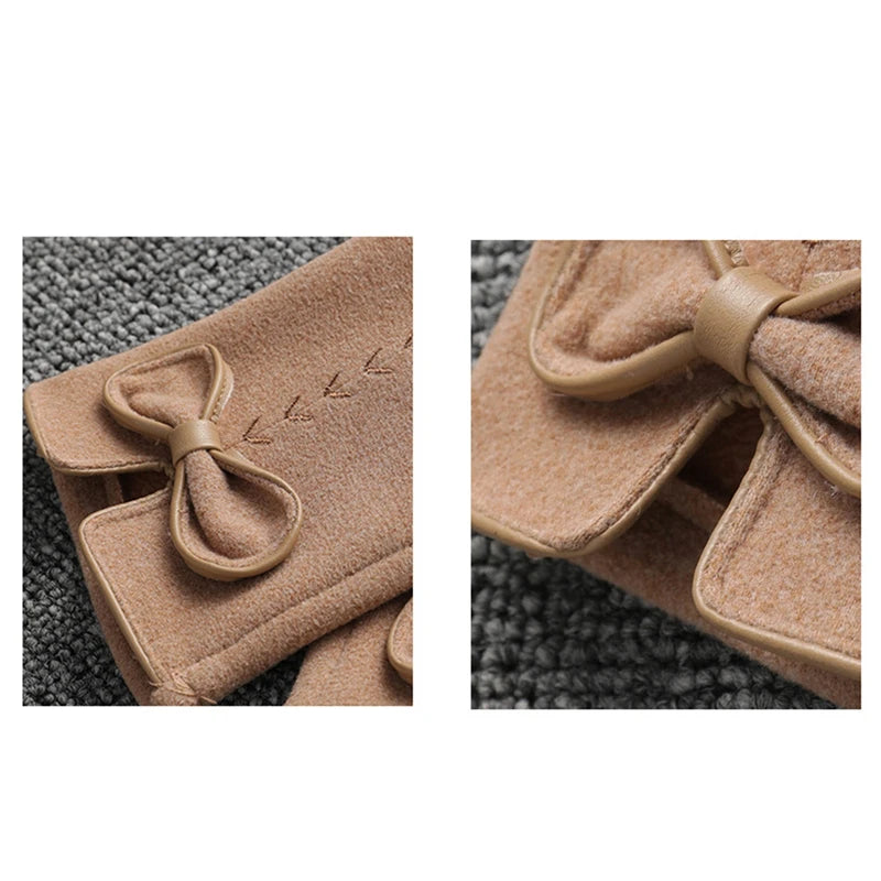 Women Gloves Cute Bow Embroidery