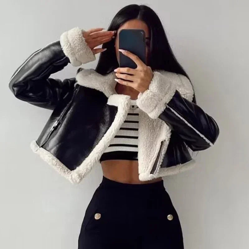 Women's Cropped Leather Jacket