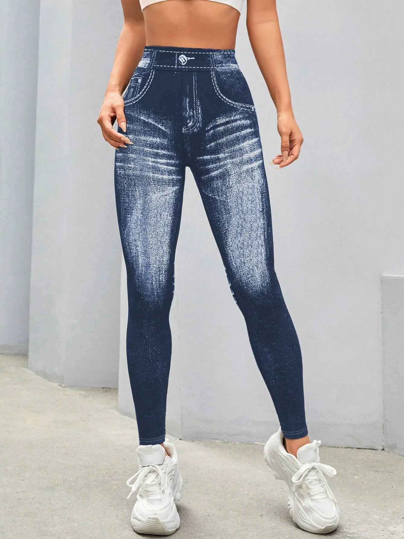 Women Imitation Jeans Leggings Casual