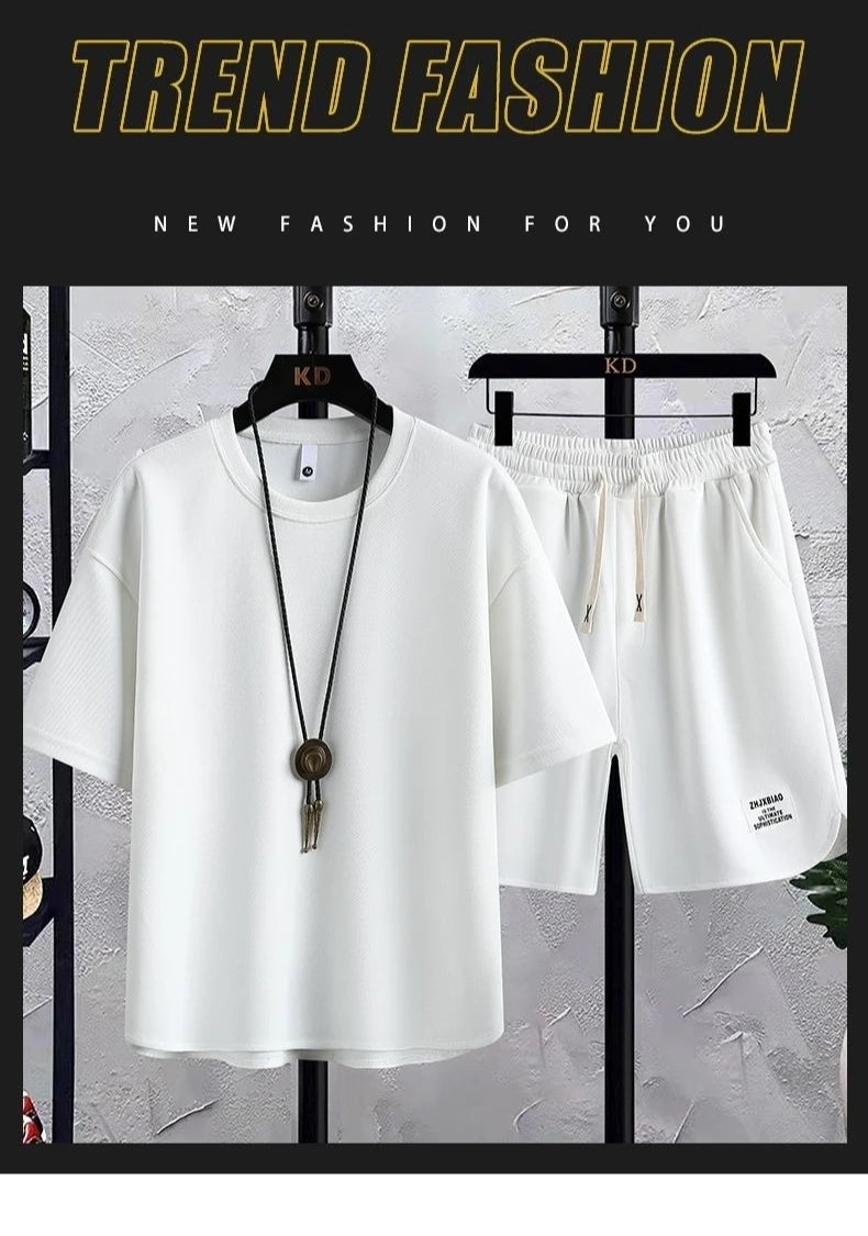 New Summer Suit Korean Casual T-shirt + Shorts