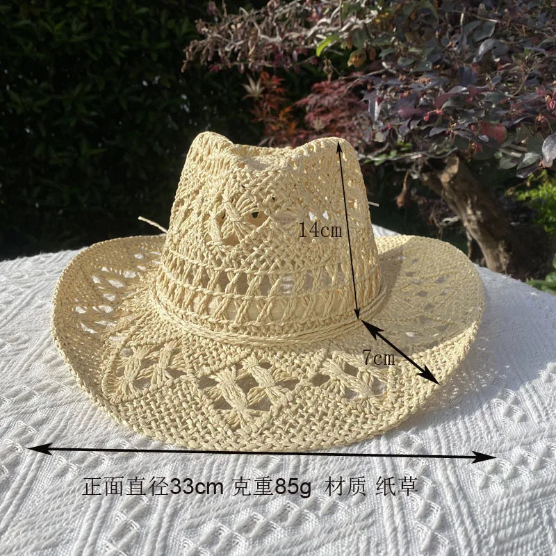 Vintage Straw Hat Women Hollowing Out