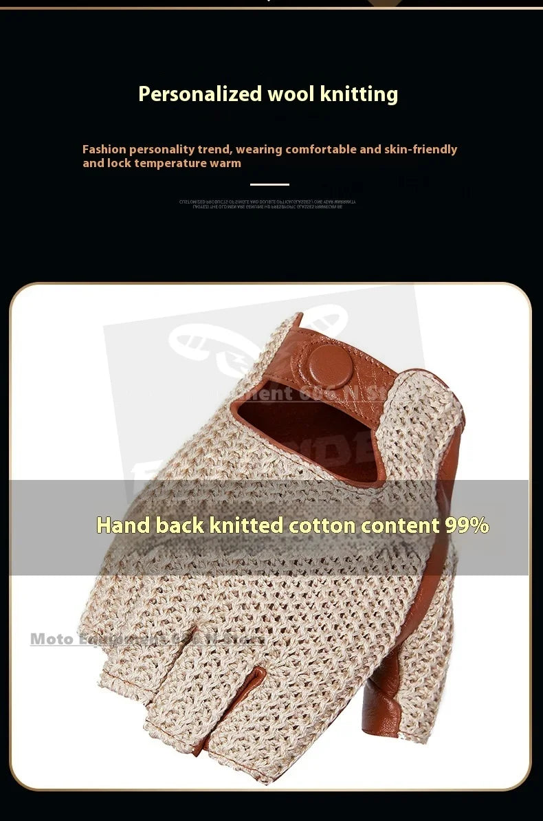 Men's Half-Finger Genuine Leather Moto