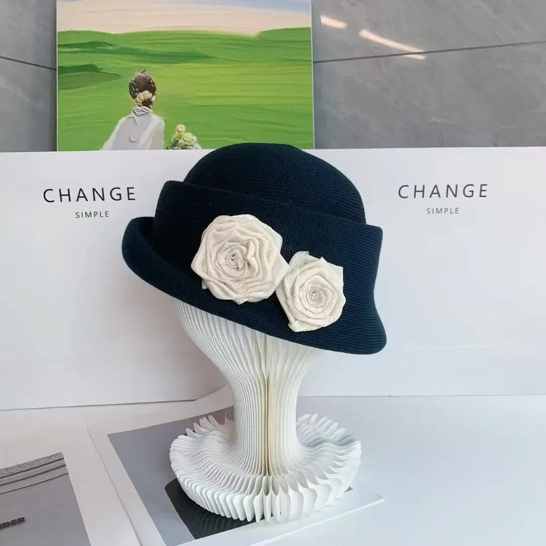 Women Hats Three-dimensional Flower Design