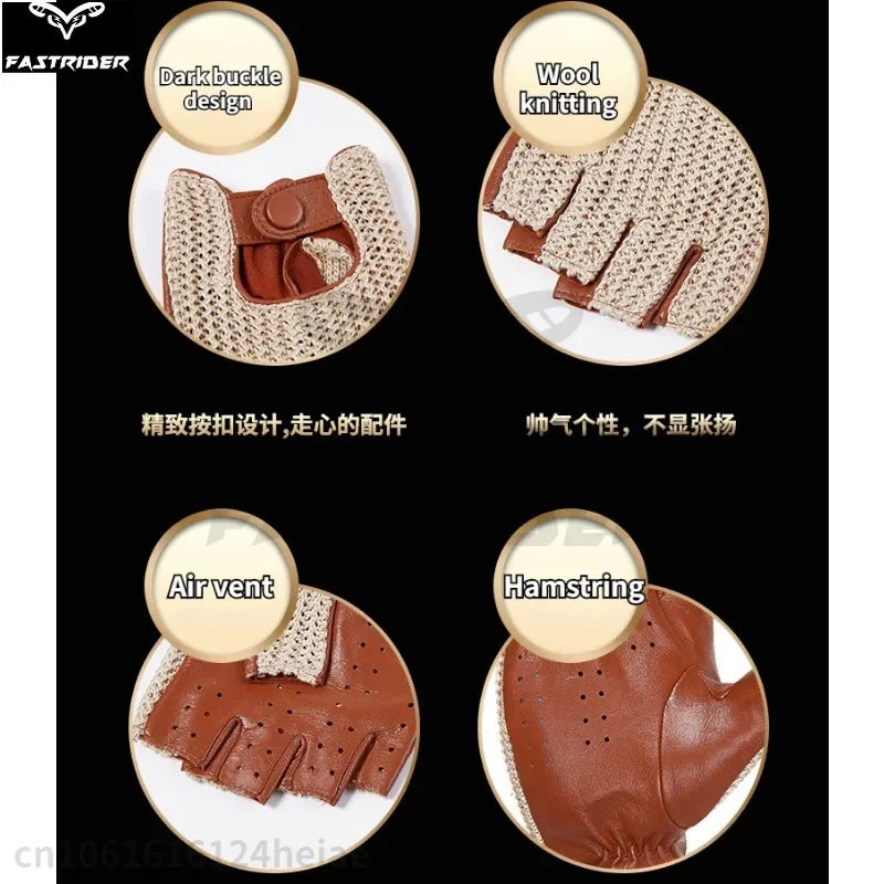 Men's Half-Finger Genuine Leather Moto