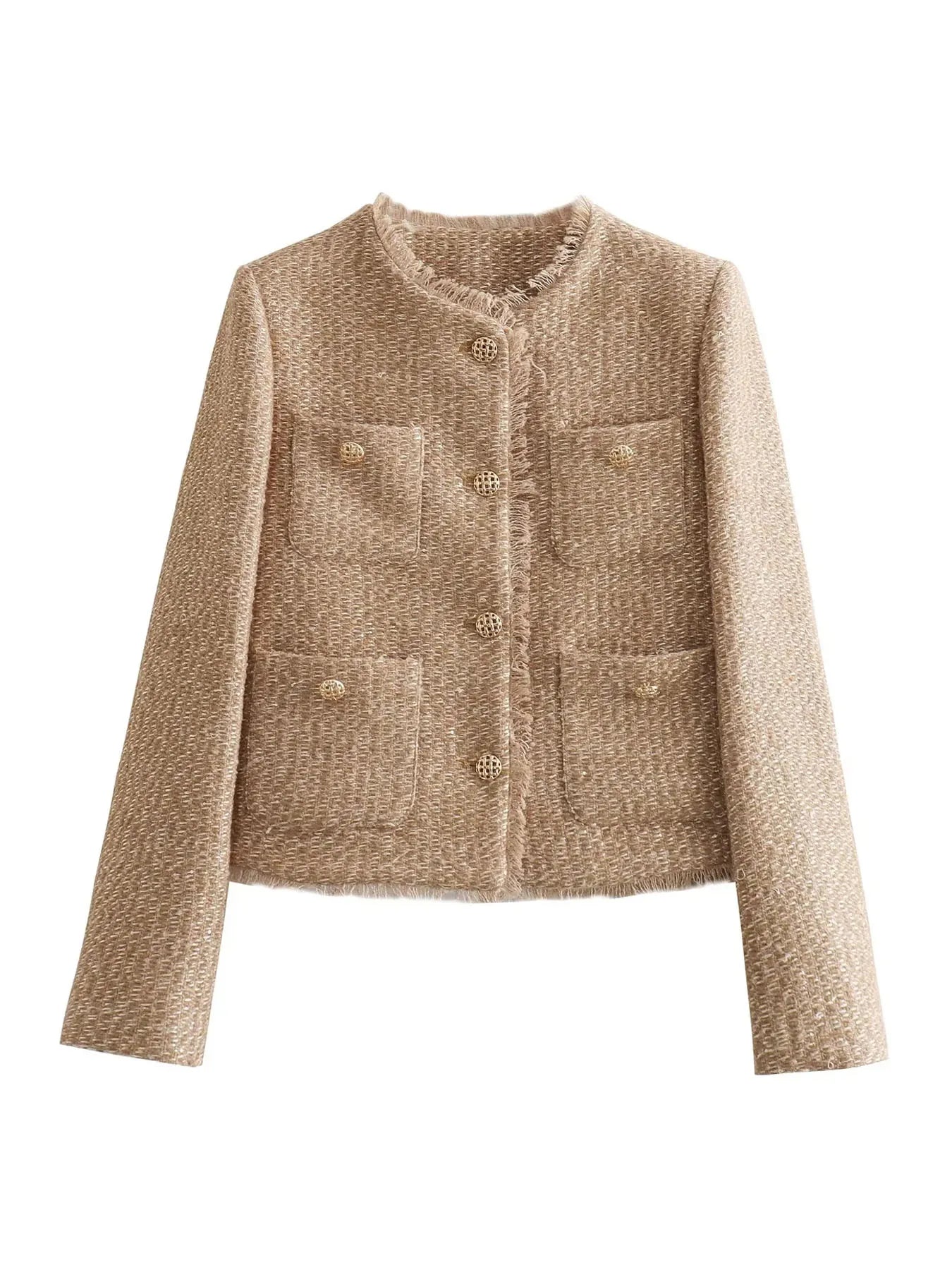 Women's Jacket Coat Tweed Cropped