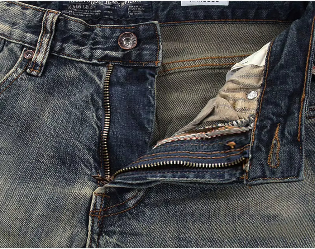 MEN FASHION Korean Style Clothes Brushed Fleece Denim Cargo Vintage Winter Straight Slim Luxury Streetwear 90S Trousers for Men