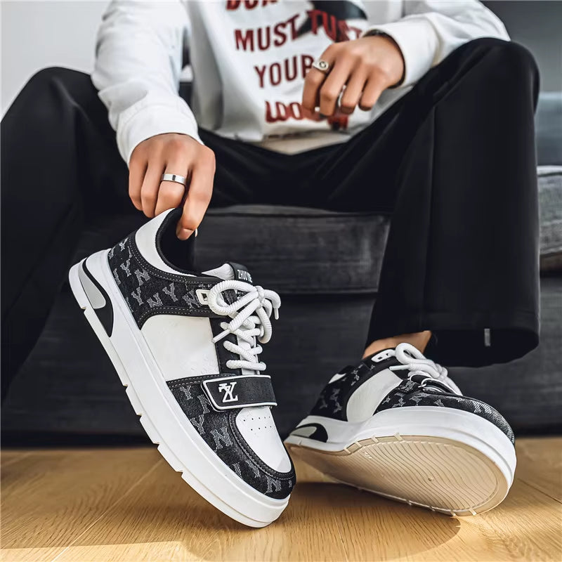 Fashion Blue Men'S Sneakers 2025 Streetwear Hip Hop Shoes Spring Casual Skateboard Shoes Man Designer Luxury Sneakers