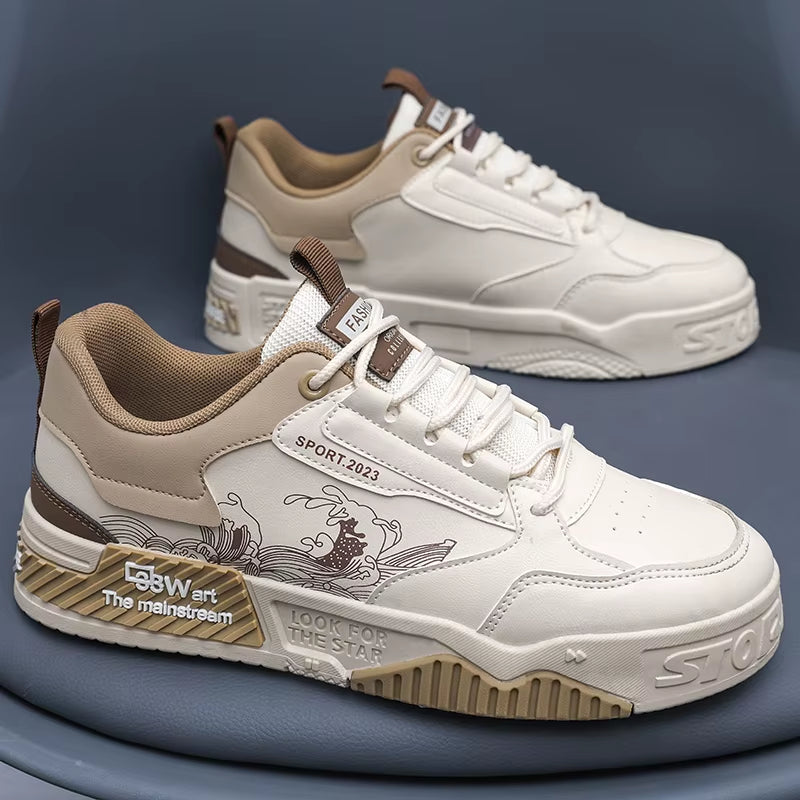 Skateboarding Shoes Men Flat Comfortable Leather Casual Vulcanized Shoes 2024 Trendy Classic Breathable Cheap Sneakers Man